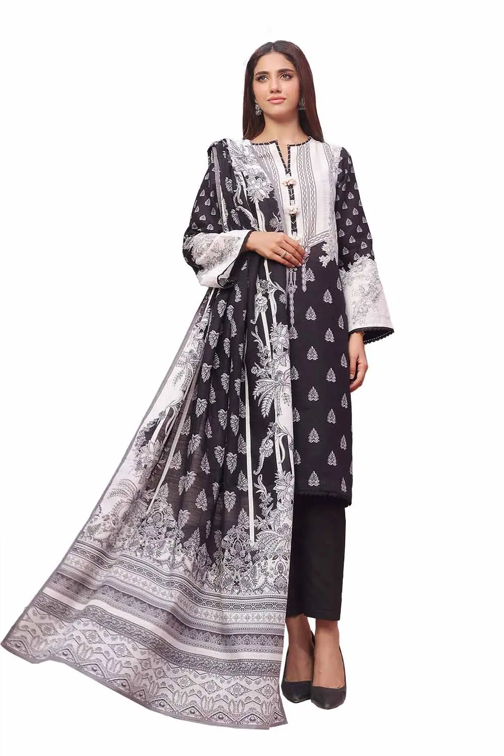 Gul Ahmed Original | 3 Piece Unstitched Printed Khaddar Suit