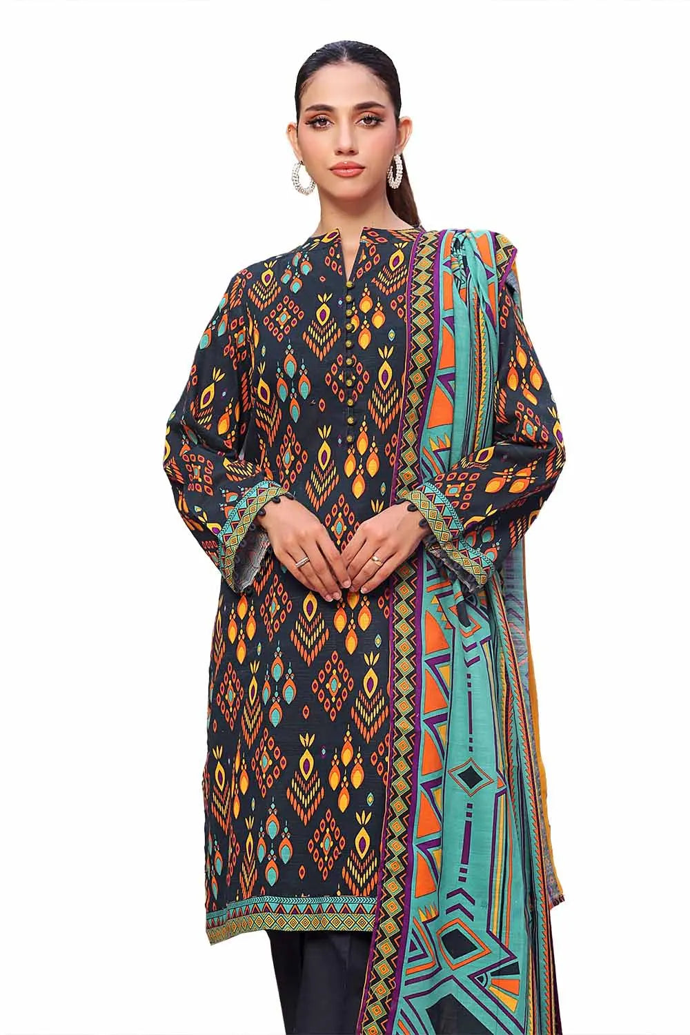 Gul Ahmed Original | 3 Piece Unstitched Printed Khaddar Suit