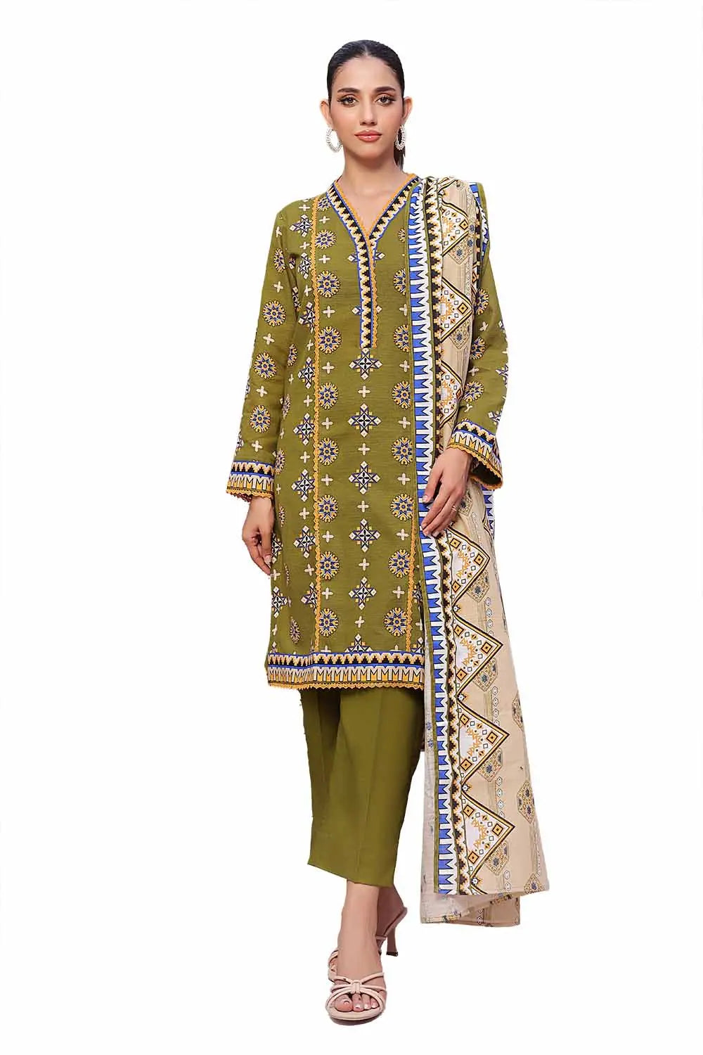 Gul Ahmed Original | 3 Piece Unstitched Printed Khaddar Suit